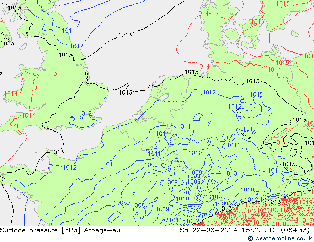 Luchtdruk (Grond) Arpege-eu za 29.06.2024 15 UTC