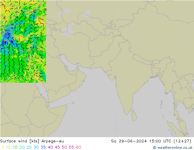 Wind 10 m Arpege-eu za 29.06.2024 15 UTC