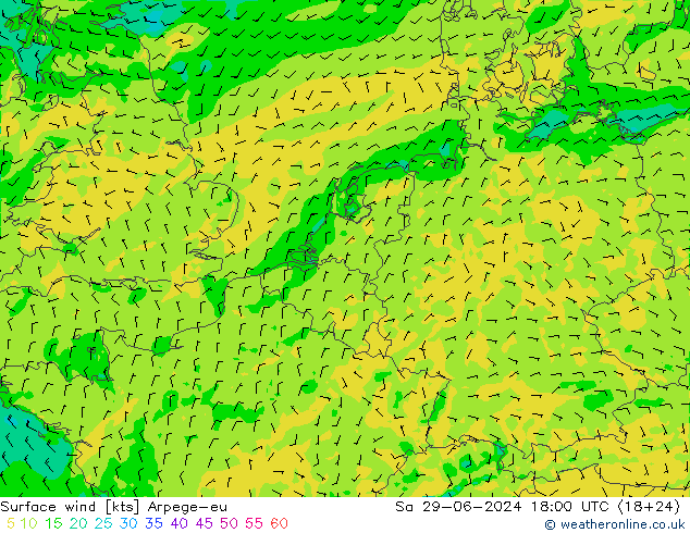 风 10 米 Arpege-eu 星期六 29.06.2024 18 UTC
