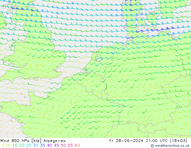 风 850 hPa Arpege-eu 星期五 28.06.2024 21 UTC