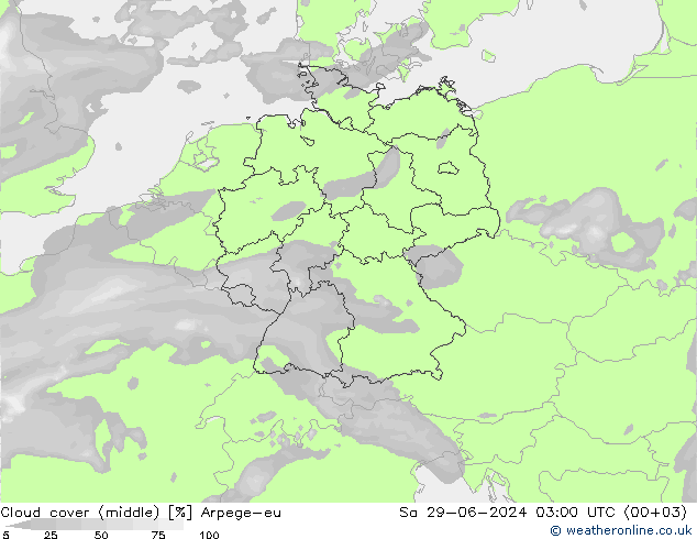 Bewolking (Middelb.) Arpege-eu za 29.06.2024 03 UTC
