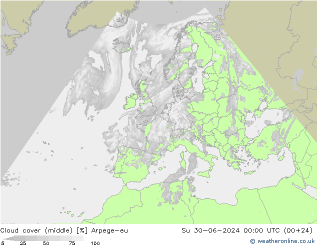 Bewolking (Middelb.) Arpege-eu zo 30.06.2024 00 UTC