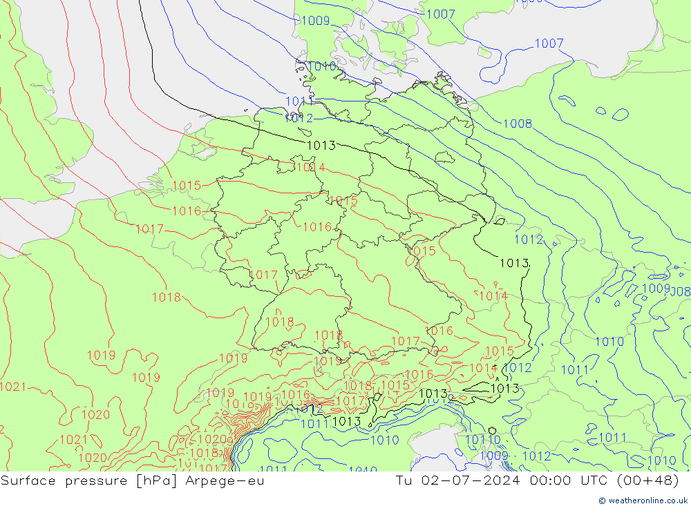 Luchtdruk (Grond) Arpege-eu di 02.07.2024 00 UTC