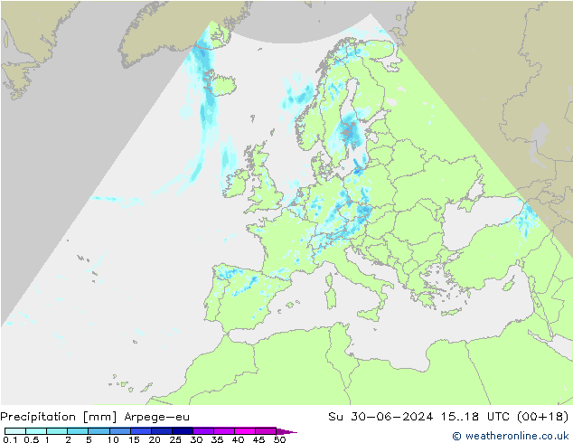 降水 Arpege-eu 星期日 30.06.2024 18 UTC