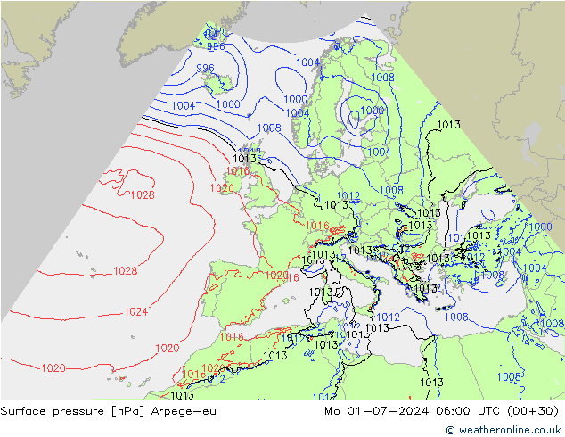 Luchtdruk (Grond) Arpege-eu ma 01.07.2024 06 UTC