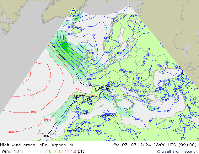 Windvelden Arpege-eu wo 03.07.2024 18 UTC