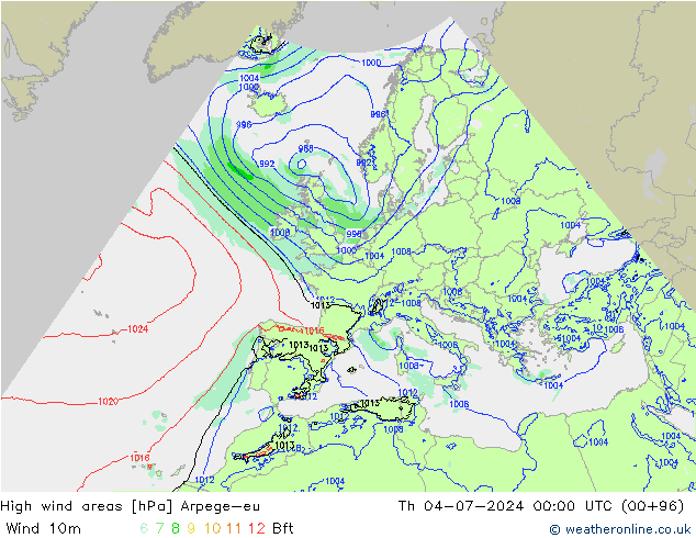 Windvelden Arpege-eu do 04.07.2024 00 UTC