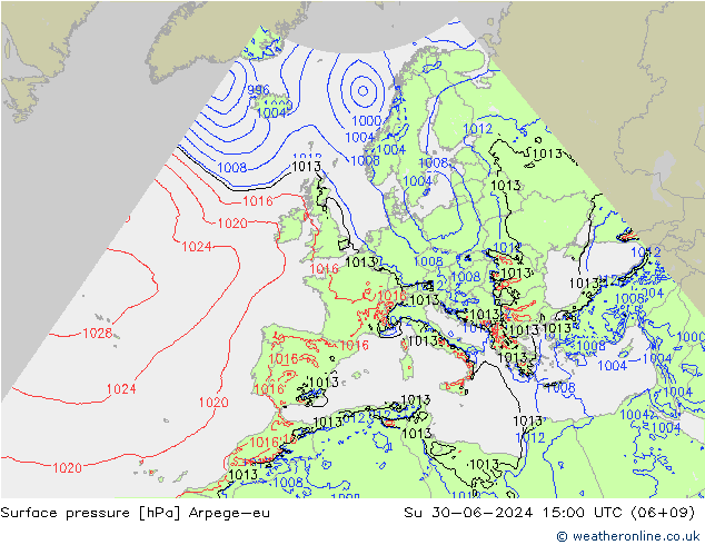 Luchtdruk (Grond) Arpege-eu zo 30.06.2024 15 UTC