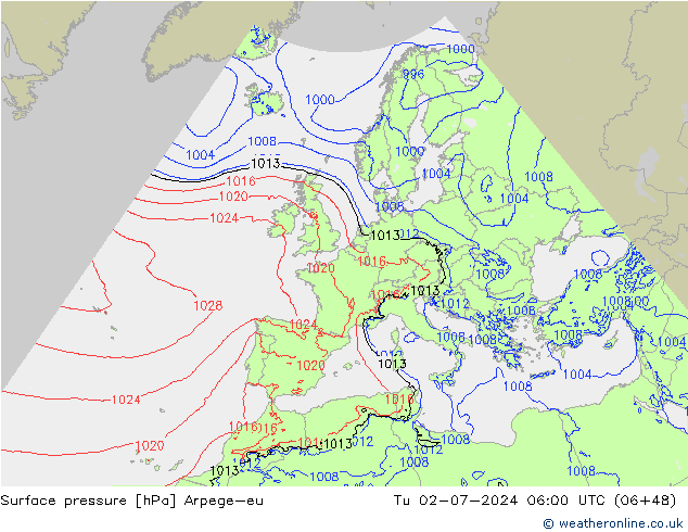 Luchtdruk (Grond) Arpege-eu di 02.07.2024 06 UTC