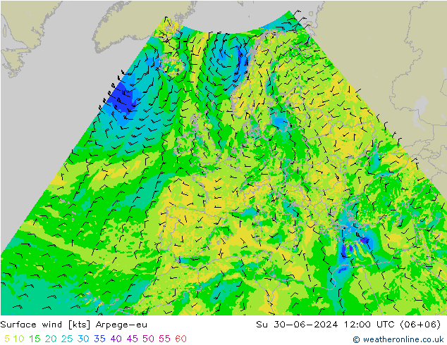风 10 米 Arpege-eu 星期日 30.06.2024 12 UTC