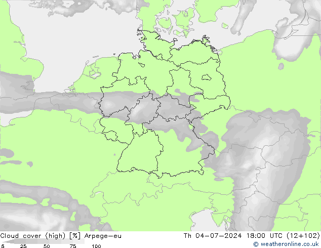 Bewolking (Hoog) Arpege-eu do 04.07.2024 18 UTC
