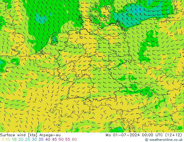风 10 米 Arpege-eu 星期一 01.07.2024 00 UTC