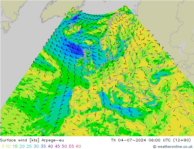 风 10 米 Arpege-eu 星期四 04.07.2024 06 UTC