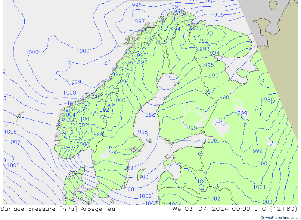 Luchtdruk (Grond) Arpege-eu wo 03.07.2024 00 UTC
