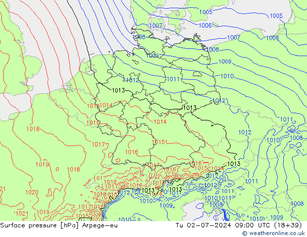 Luchtdruk (Grond) Arpege-eu di 02.07.2024 09 UTC