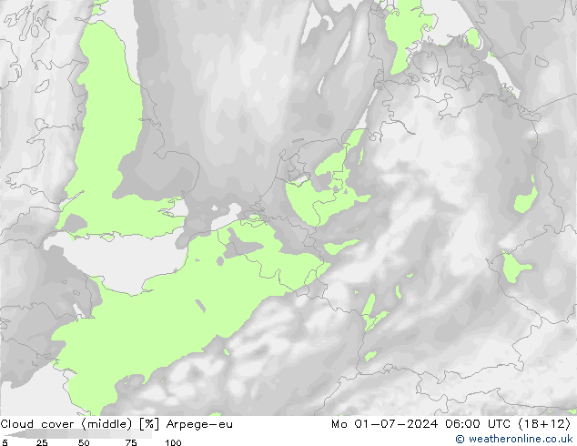 Bewolking (Middelb.) Arpege-eu ma 01.07.2024 06 UTC