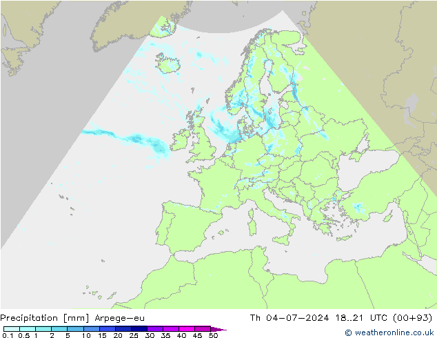 降水 Arpege-eu 星期四 04.07.2024 21 UTC