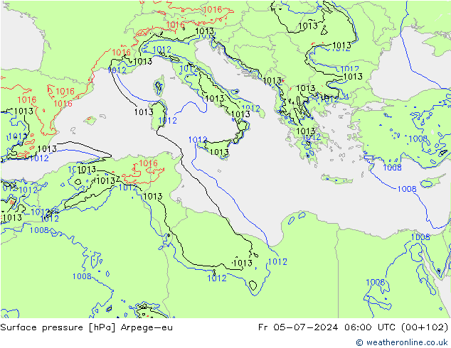 Luchtdruk (Grond) Arpege-eu vr 05.07.2024 06 UTC