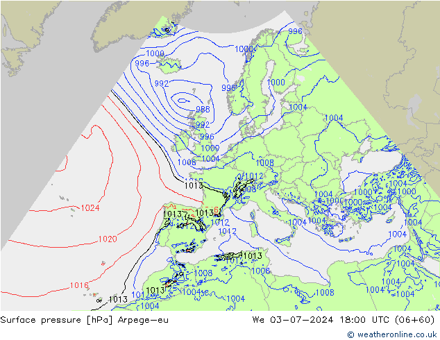 Luchtdruk (Grond) Arpege-eu wo 03.07.2024 18 UTC