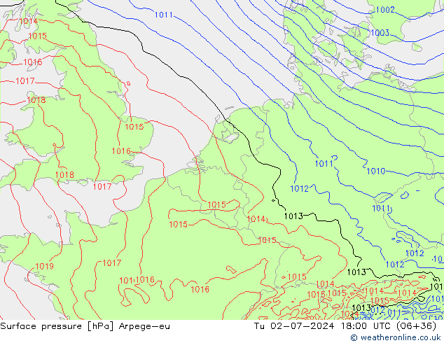Luchtdruk (Grond) Arpege-eu di 02.07.2024 18 UTC