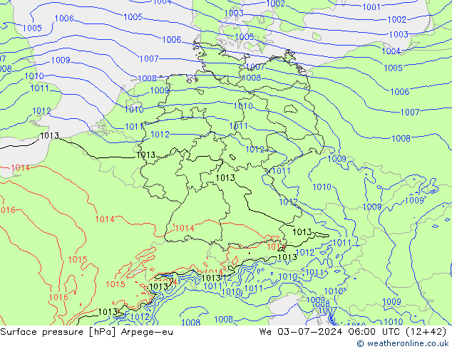 Luchtdruk (Grond) Arpege-eu wo 03.07.2024 06 UTC