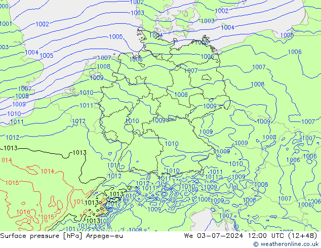 Luchtdruk (Grond) Arpege-eu wo 03.07.2024 12 UTC