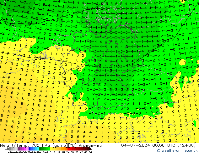 Hoogte/Temp. 700 hPa Arpege-eu do 04.07.2024 00 UTC