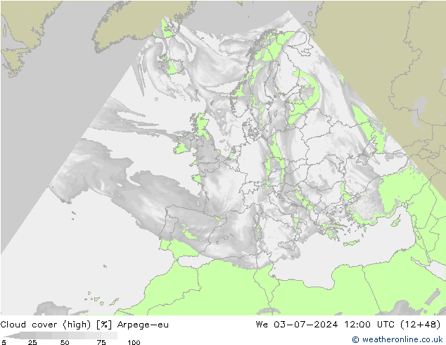 Bewolking (Hoog) Arpege-eu wo 03.07.2024 12 UTC