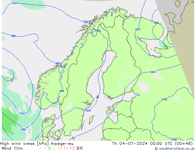 Windvelden Arpege-eu do 04.07.2024 00 UTC