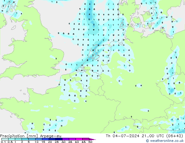 Neerslag Arpege-eu do 04.07.2024 00 UTC