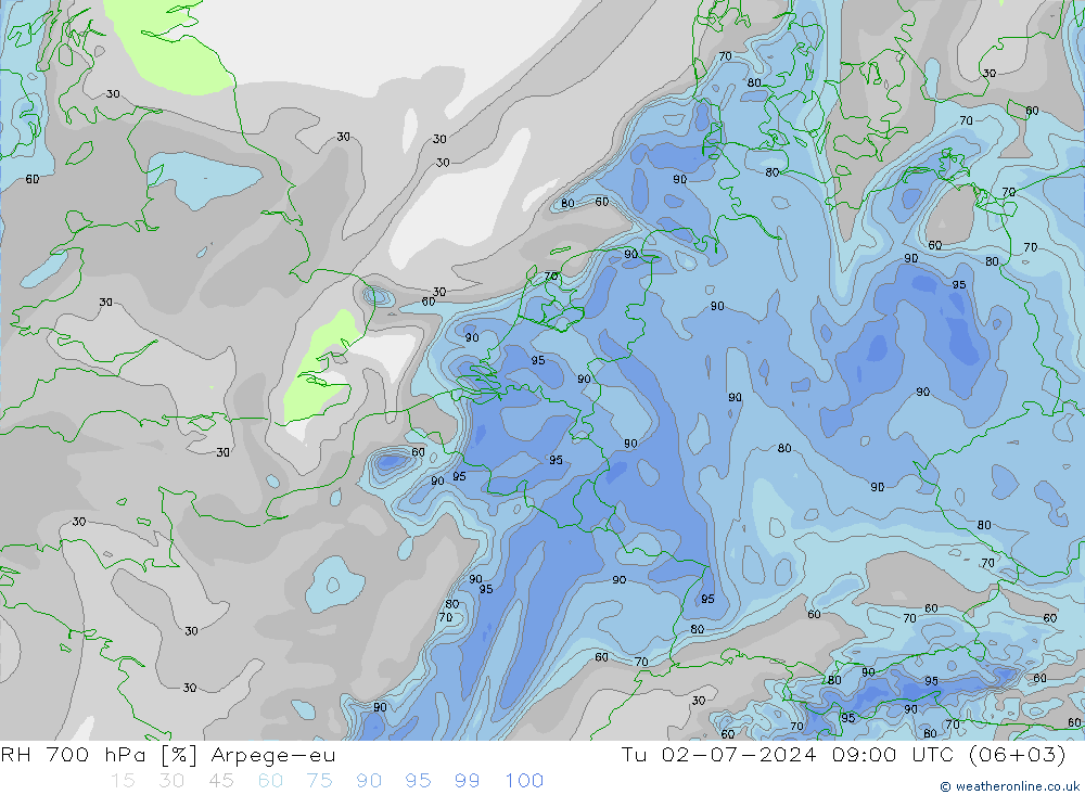 RV 700 hPa Arpege-eu di 02.07.2024 09 UTC