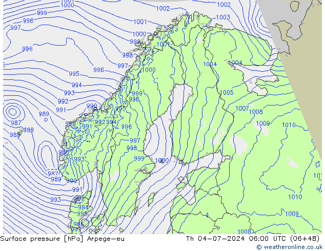 Luchtdruk (Grond) Arpege-eu do 04.07.2024 06 UTC