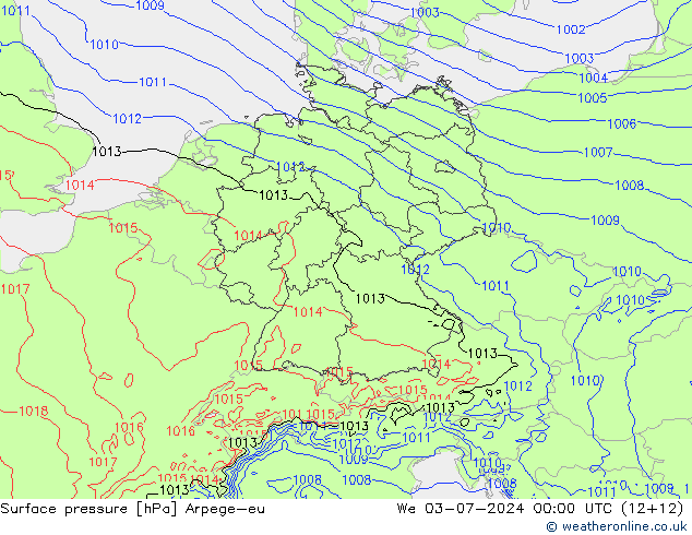 Luchtdruk (Grond) Arpege-eu wo 03.07.2024 00 UTC