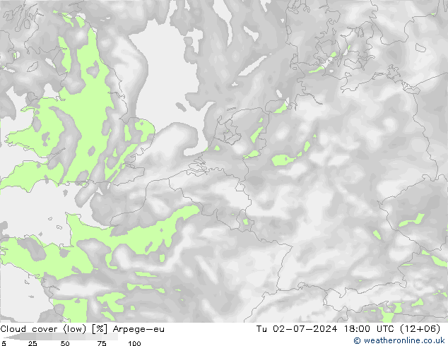 Bewolking (Laag) Arpege-eu di 02.07.2024 18 UTC