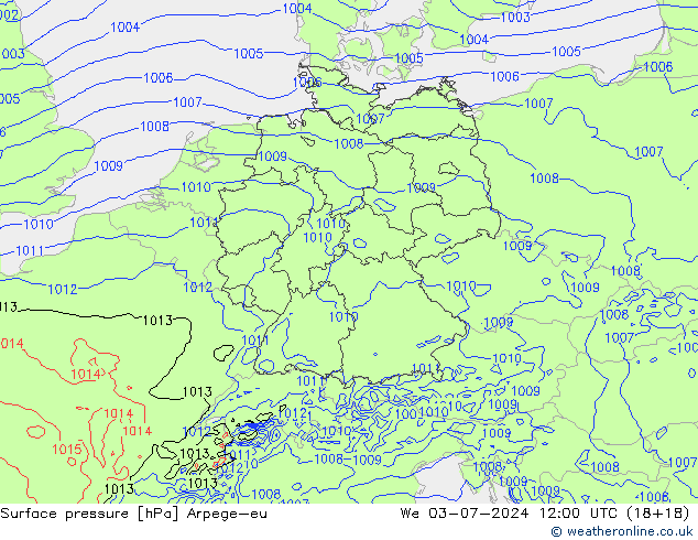 Luchtdruk (Grond) Arpege-eu wo 03.07.2024 12 UTC