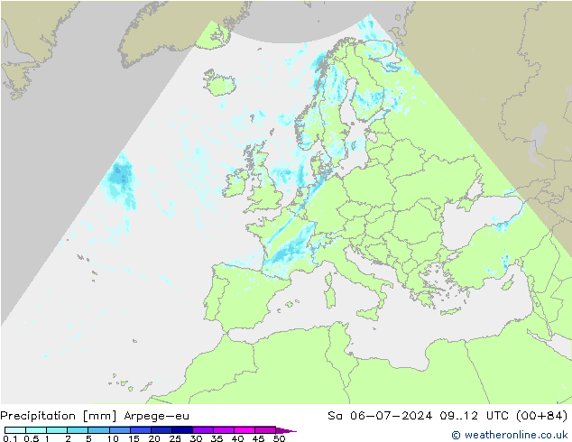 降水 Arpege-eu 星期六 06.07.2024 12 UTC