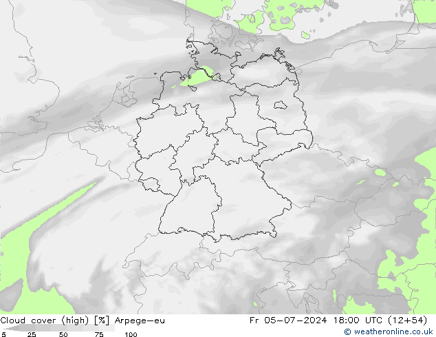 Bewolking (Hoog) Arpege-eu vr 05.07.2024 18 UTC