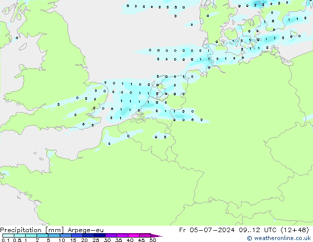 Neerslag Arpege-eu vr 05.07.2024 12 UTC