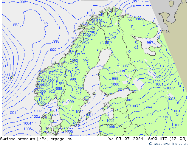 Luchtdruk (Grond) Arpege-eu wo 03.07.2024 15 UTC