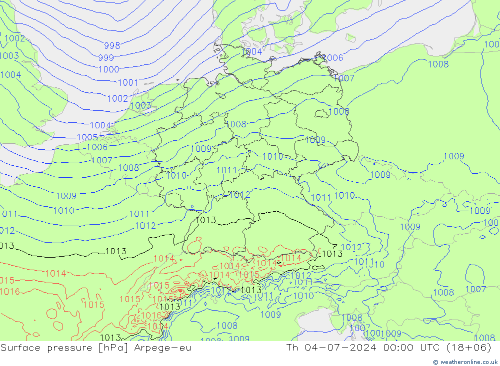 Luchtdruk (Grond) Arpege-eu do 04.07.2024 00 UTC