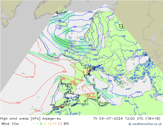 Windvelden Arpege-eu do 04.07.2024 12 UTC