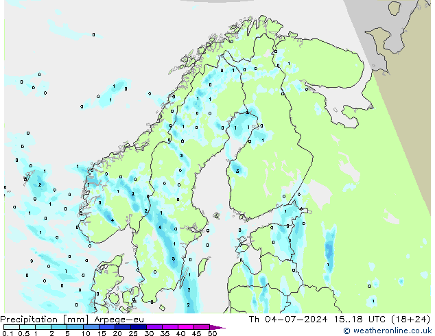 降水 Arpege-eu 星期四 04.07.2024 18 UTC