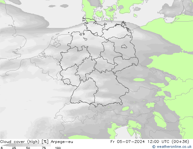 Bewolking (Hoog) Arpege-eu vr 05.07.2024 12 UTC