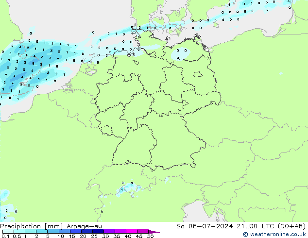 降水 Arpege-eu 星期六 06.07.2024 00 UTC