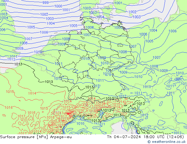 地面气压 Arpege-eu 星期四 04.07.2024 18 UTC