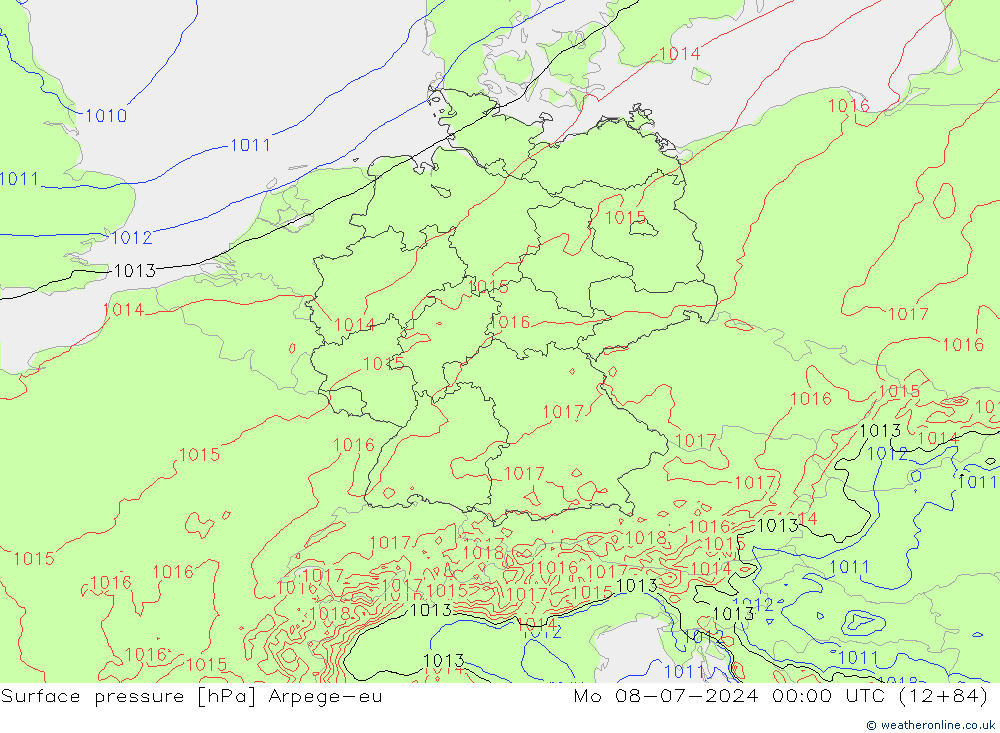 Luchtdruk (Grond) Arpege-eu ma 08.07.2024 00 UTC