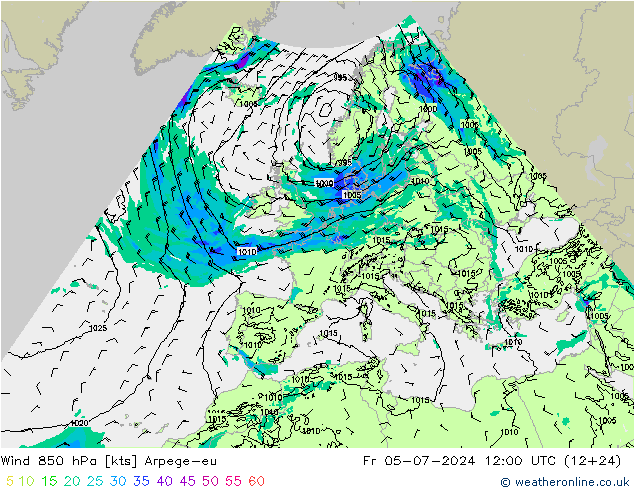 Wind 850 hPa Arpege-eu vr 05.07.2024 12 UTC