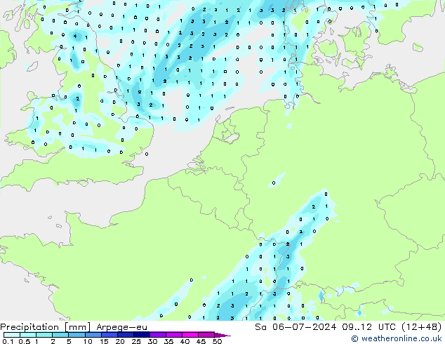 Neerslag Arpege-eu za 06.07.2024 12 UTC