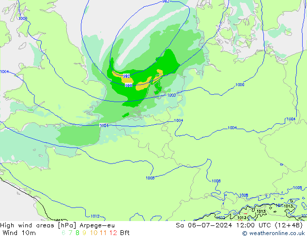 Windvelden Arpege-eu za 06.07.2024 12 UTC