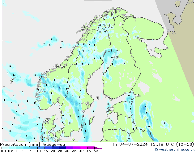 降水 Arpege-eu 星期四 04.07.2024 18 UTC